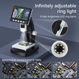 1000X 4.3" LCD Digital Microscope 1080P Coin Microscopio 8 LED Lights USB Magnifier Soldering Repair Video Microscope for Coin