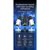 Superior USB Dynamic Microphone RGB Gaming Microphone Computer Condenser For Podcast Gaming Live Streaming