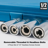 4pcs Damaged Screw Extractor Drill Broken Stud Removal Socket Tools Bolt Extractor with Solid Storage Case 6/8/10/12mm