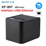 XP-T80 Restaurant Thermal Receipt Printer With Order Notification Automatic Paper Cutting HD Printing Logo Text Graphic QR Codes