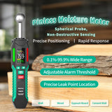 Pinless Moisture Meter | Non-Invasive Water Leak Detector for Wood Drywall Flooring Walls | Ball Sensor Home RV Moisture Tester