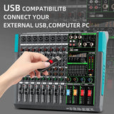 Biner MG8 USB Connection Built-in 256 Reverb Effect 8 Channels Digital Professional Audio Mixer Console