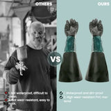 A Pair With Gloves Holder Rubber Sandblasting Gloves Non-slip 60CM Sandblasting Cabinet Gloves Wear-resistant Safety Work Gloves