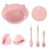 Silicone Air Fryer Baking Pan 7-piece Cake Baking Pan Microwave Oven Tray Food Clip Oil Brush Anti-scald Hand Clip Diy Set
