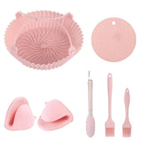 Silicone Air Fryer Baking Pan 7-piece Cake Baking Pan Microwave Oven Tray Food Clip Oil Brush Anti-scald Hand Clip Diy Set