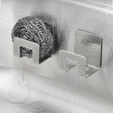 Sink Drain Rack Stainless Steel Dishcloth Rack Holder Self Adhesive Dishcloth Up Storage Hook Kitchen Cleaning Storage Shelf For