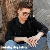 Smoking Ring Holder For Men Smoking Ring Clip Blunt Holder Copper Ring Finger Clamp Skull Shape Smoking Jewelry Smoke Holder