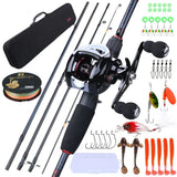 Sougayilang Fishing Rods and Reels Set Bag Portable 5 Sections Fishing Rod and 12LB Max Drag Baitcasting Reel Set Carp Fishing