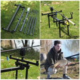 Sougayilang Top Quality Adjustable Retractable Carp Fishing Rod Stand Holder for 3 Fishing Rods Carp Fishing Equipment Pesca