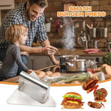 Stainless Steel Burger Press Hamburger Meat Smasher Triangle Shape Flat Top Burger Press With Handle For Bacon Chef Patty Maker