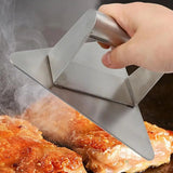Stainless Steel Burger Press Hamburger Meat Smasher Triangle Shape Flat Top Burger Press With Handle For Bacon Chef Patty Maker