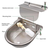 Stainless Steel Cow Water Drinker Bowl Automatic Float Valve Trough Horse Cow Water Bowl Supplies Sheep Dog Pet Goat Cattle