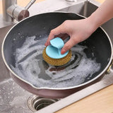 Stainless Steel Sponge With Handle Steel Wool Pads For Scrubbing Pots High Abrasion Wire Ball Scour Pad For Pots Pans Grills