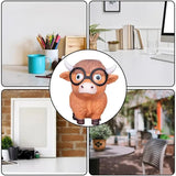 Tabletop Cow Sculpture Tabletop Wear Glasses Cow Statue 3D Resin Outdoor Statues Mini Cattles For Living Room Entrance Hall