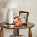 Tabletop Cow Sculpture Tabletop Wear Glasses Cow Statue 3D Resin Outdoor Statues Mini Cattles For Living Room Entrance Hall