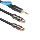 Thickened HIFI Double-layer Shielded Gold-plated Head 3.5 M To Double RCA Female Audio Cable 0.3 M