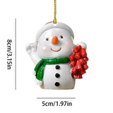 Tree Decoration Santa Claus 2D Mini Snowman Ornament With Lanyard Christmas Figurine Ornaments For Classrooms Garden Car