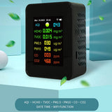 Tuya WIFI 7in1 Air Quality Tester HCHO CO CO2 PM2.5 PM10 TVOC AQI Testing Carbon Dioxide Detector Time Date Display Air Analyzer