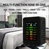 Tuya WIFI 7in1 Air Quality Tester HCHO CO CO2 PM2.5 PM10 TVOC AQI Testing Carbon Dioxide Detector Time Date Display Air Analyzer