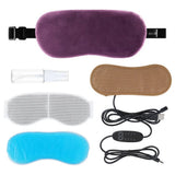 USB Heated Eye Mask For Sleeping Electric Lavender Hot Steam Compress Eye Patches Cold Compress Spa Blindfold Anti-Dark Circles