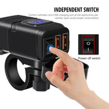 Universal Motorcycle USB Charger QC3.0 Handlebar Fast Charging Waterproof 12V Socket Adapter With Voltmeter Motorcycle Tools