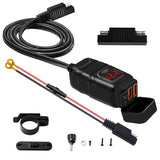 Universal Motorcycle USB Charger QC3.0 Handlebar Fast Charging Waterproof 12V Socket Adapter With Voltmeter Motorcycle Tools