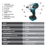 VVOSAI MT-Series 20V Brushless Cordless Electric Impact Wrench Rechargeable 1/2 Socket Wrench Power Tool For 18V Makita Battery