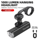 WEST BIKING 1000 Lumens Bicycle Front Light IP65 Waterproof Aluminum Alloy Headlights Type-C Charging Automatic Start And Stop