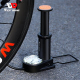 WEST BIKING 140 PSI Home Foot Pump With Gauge Bicycle Tire Basketball Inflatable Pool Inflator Presta Schrader Bike Accessories