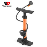 WEST BIKING 160PSI Bicycle Air Pump High Pressure Gauge Floor Pump Hidden Storage Handle Portable Tire Inflator Extension Hose