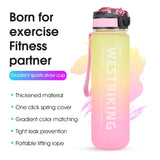 WEST BIKING 1L Sport Water Bottles For Men Women Gradient Portable Bottle Outdoor Road Bike Cycling Running Gym Fitness Bottle