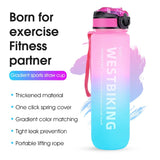 WEST BIKING 1L Sport Water Bottles For Men Women Gradient Portable Bottle Outdoor Road Bike Cycling Running Gym Fitness Bottle