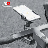 WEST BIKING 2 In 1 Bicycle Mobile Phone Support Intergrated Handlebar Phone Stand CNC Aluminum Alloy Gopro Headlight Holder