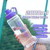 WEST BIKING 2 Liter Transparent Sport Water Bottle Portable MTB Road Bike Bottle Cycling Running Gym Fitness 2L Straw Bottle