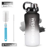 WEST BIKING 2L Fitness Water Bottle Gradient Color Cycling Running Sport Large Capacity Portable Bottle With Cleaning Cup Brush