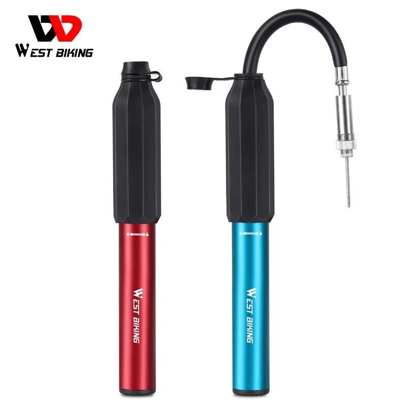 WEST BIKING 3 Color Bicycle Air Pump Portable Tire Inflator Schrader Presta Extension Hose Manual Air Compressor MTB Road Bike