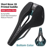 WEST BIKING 3D Printed Road Bike Seat T800 Carbon Speed Saddle Lightweight Short Nose Racing Bike Saddle Bicycle Parts