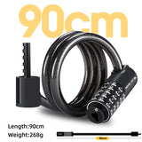WEST BIKING 90-150cm Anti Theft Bicycle Lock 5-Digit Combination Security Cable Lock Waterproof  E-Bike Motorcycle Wire Lock