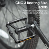 WEST BIKING Aluminum Lightweight Pedals Bicycle 3 Bearings Flat Pedal With Reflector Road Bike Anti-Slip Pedals MTB Accessories