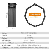 WEST BIKING Anti Theft Combination Lock Bicycle Folding Chain Lock Heavy Duty Safety Motorcycle MTB Road Bike Electric Bike Lock