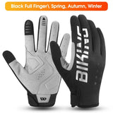 WEST BIKING Autumn Winter Cycling Thermal Gloves Man Touch Screen Full Finger Gloves SBR Shock Absorption Reflective Bike Gloves