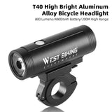 WEST BIKING Bicycle Headlights USB Rechargeable Portable Cycling Flashlight Ultralight Waterproof Lamp MTB Road Bike Front Light