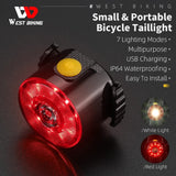 WEST BIKING Bicycle Rear Light Red White LED Flash Light IP64 Waterproof Warning Taillights USB Rechargeable Bike Accessories