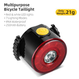 WEST BIKING Bicycle Rear Light Red White LED Flash Light IP64 Waterproof Warning Taillights USB Rechargeable Bike Accessories