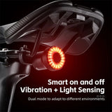 WEST BIKING Bicycle Smart Brake Rear Light Alumimum Alloy IPX6 Taillights Rechargable Auto Start Bike Tail Safety Flash Light