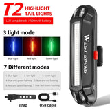 WEST BIKING Colorful Bicycle Rear Light Rechargeable Cycling LED Light Bar High Visibility USB Flash Taillights Bike Accessories