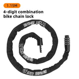 WEST BIKING Combination Bike Chain Lock 65-150cm Portable Anti-theft 4 Code Safety Bicycle Chain Lock MTB Road Bike Accessories