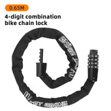 WEST BIKING Combination Bike Chain Lock 65-150cm Portable Anti-theft 4 Code Safety Bicycle Chain Lock MTB Road Bike Accessories