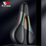 WEST BIKING Comfortable Bicycle Saddle Cover Road Bike Waterproof PU Leather Silicone Memory Foam MTB Shock Absorbing Seat Cover