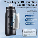 WEST BIKING Cycling Cold Water Insulated Bottle MTB Road Bike Thermal Bottle Racing Soft Squeeze Bottle Portable Gym Kettle